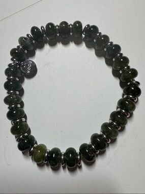 Nogu olive agate abacus gemstone Stretch Bracelet